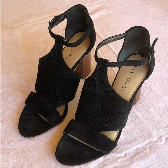 VIA SPIGA - Black Strappy Heeled Sandals - Picture 3 of 8